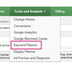 Keyword Planner in Google Adwords