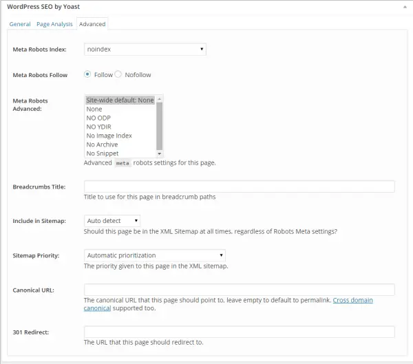 Advanced features in Yoast SEO plugin