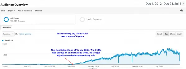 traffic analysis of health blog in google analytics