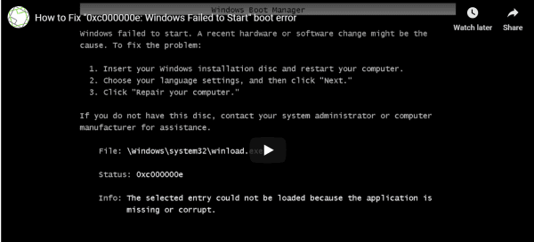 fix 0xc000000e windows failed to boot