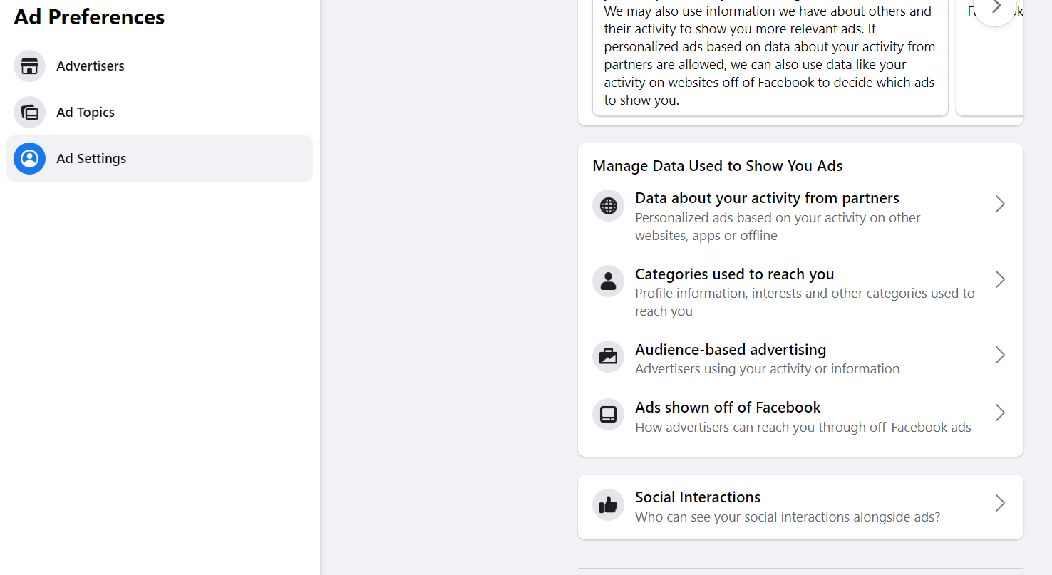 Facebook Ad Preferences 2022