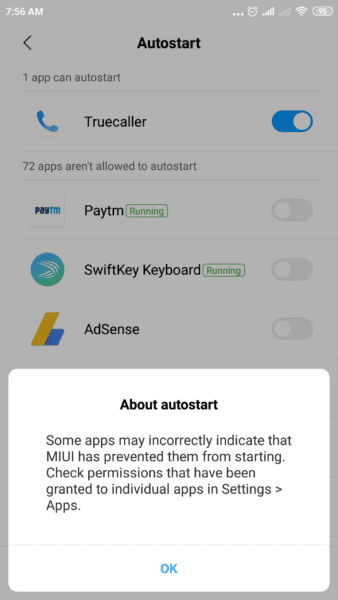 Autostart Permissions Warning Android