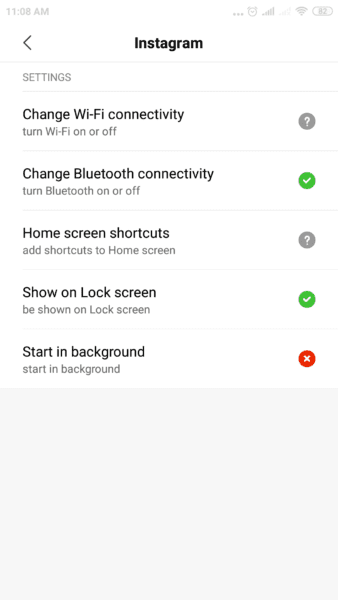 Instagram App Permissions Redmi