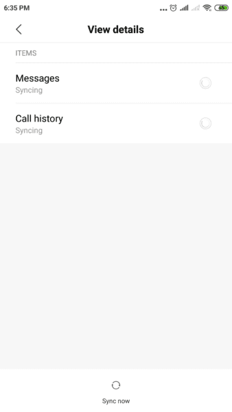 Sync Details Micloud App Redmi