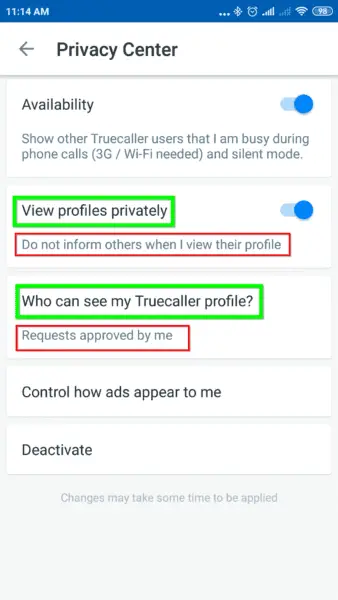 Private Mode And Privacy Settings In Truecaller Premium