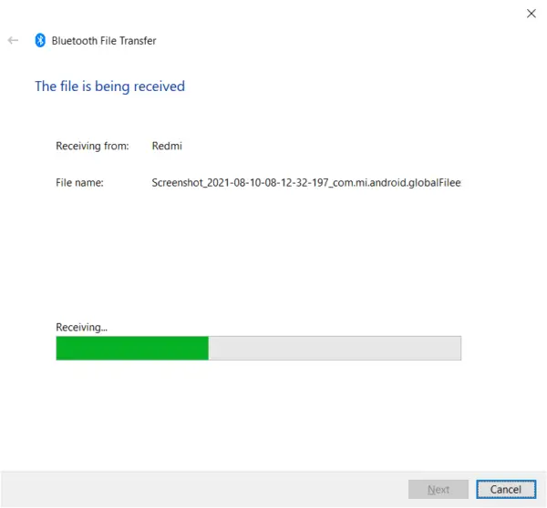 Receive File Bluetooth Windows 10