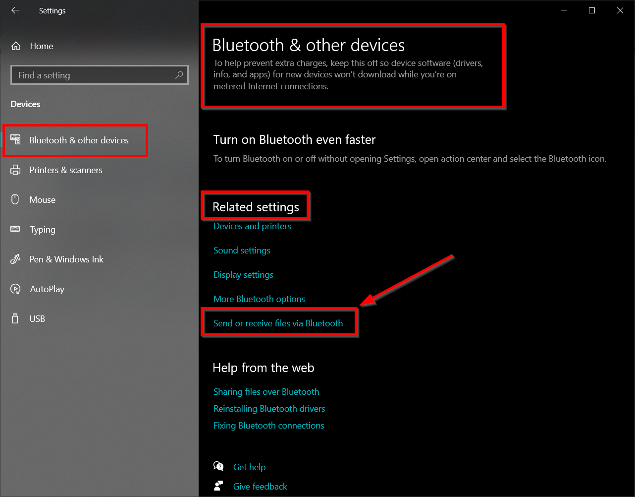 Send Or Receive Files Via Bluetooth Windows 10