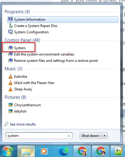 System Control Panel Item Windows 7