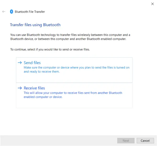 Transfer Files Bluetooth Windows 10