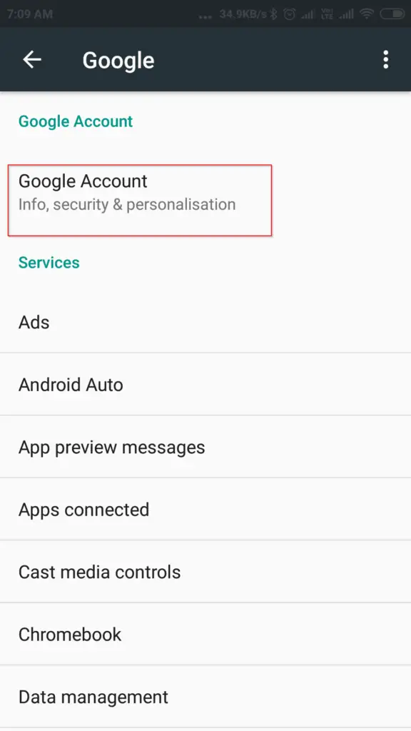 google account info