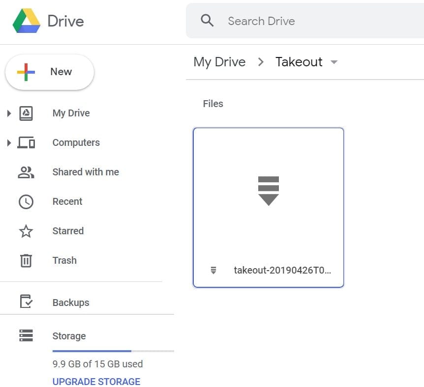 Google Drive Takeout