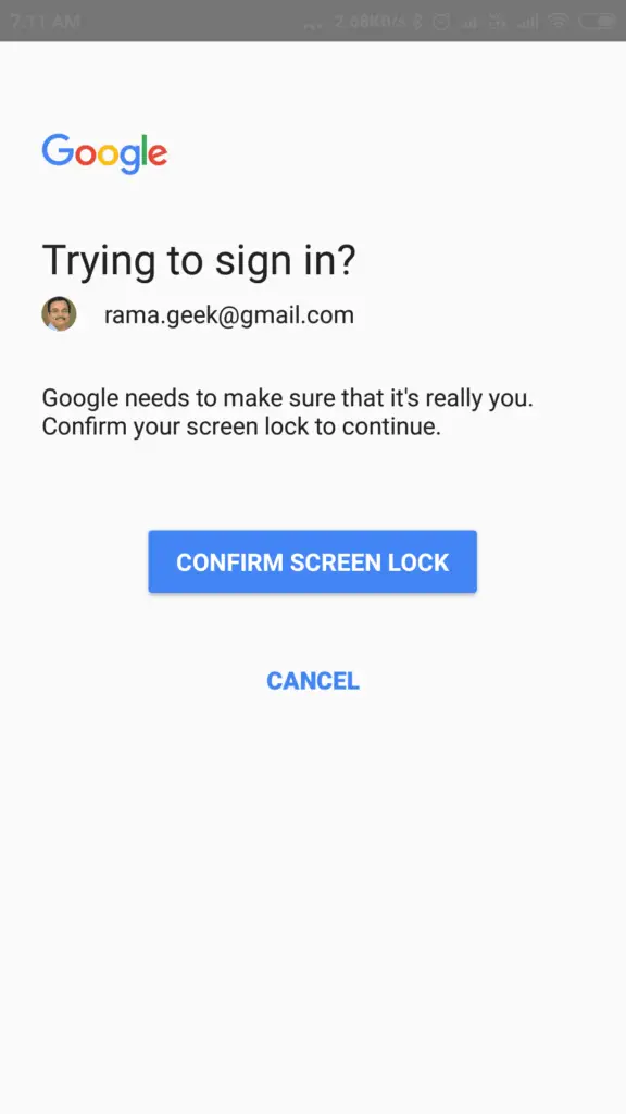 Google Sign In Details