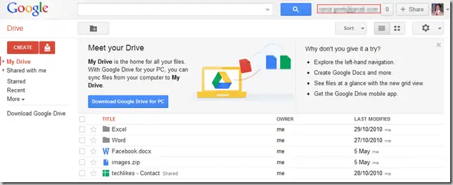 google drive details