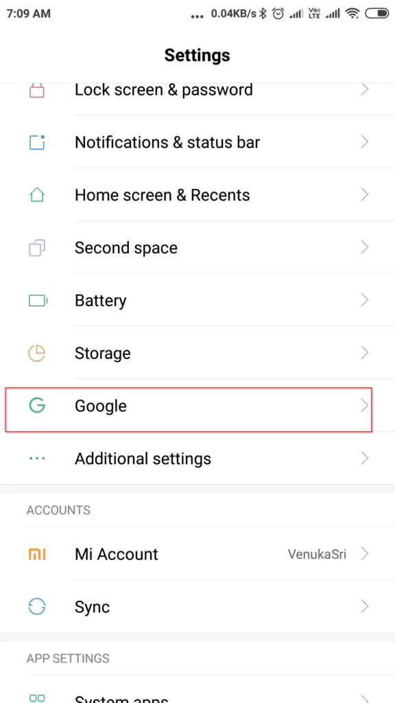 google account settings