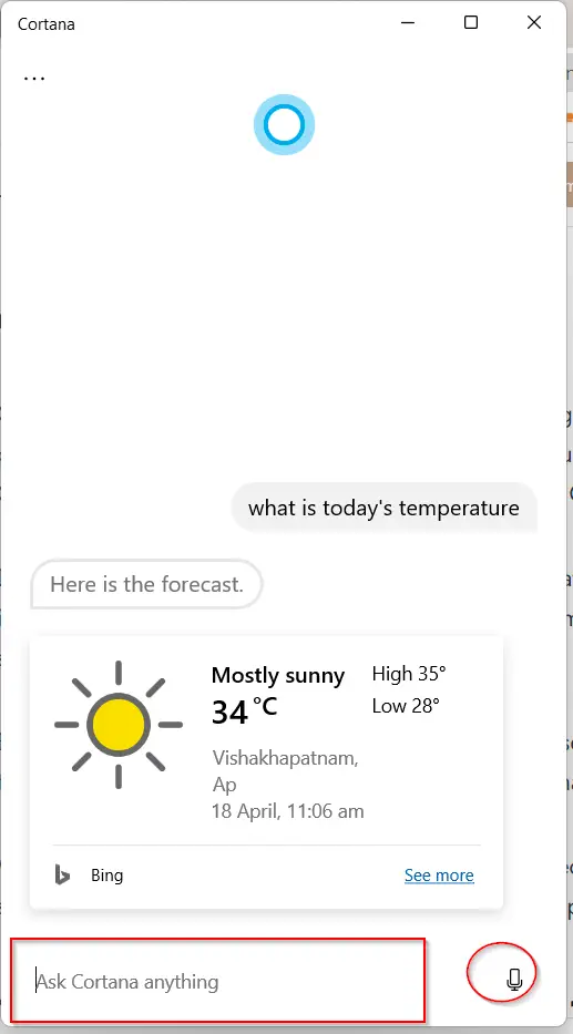 cortana windows 11