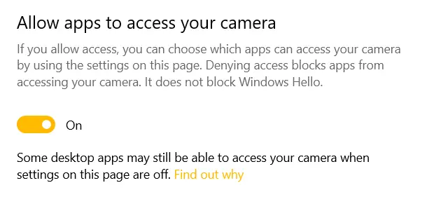 camera access to app windows