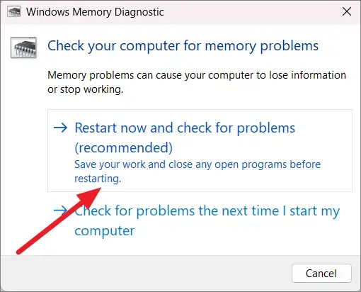 check memory problems