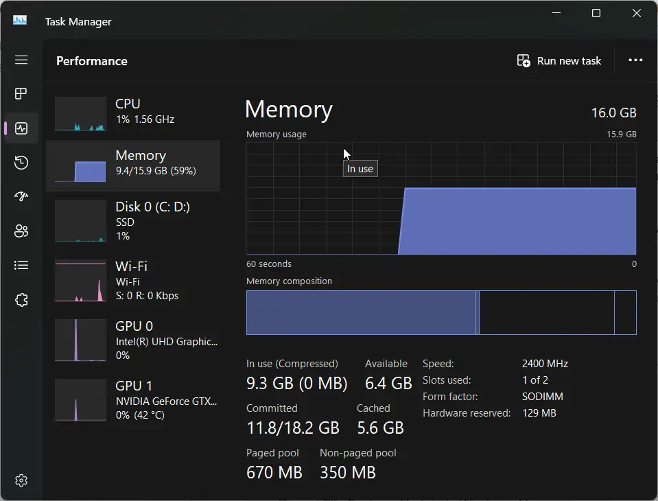 Windows 11 Memory Usage