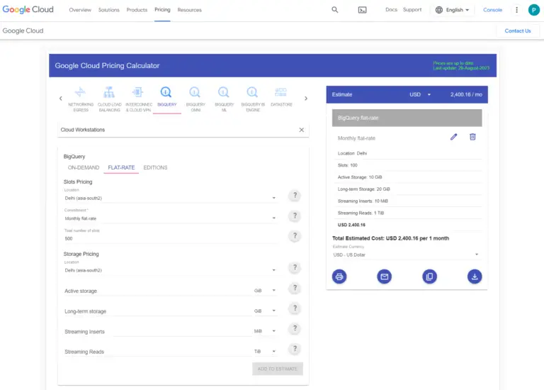 Google Cloud Calculator