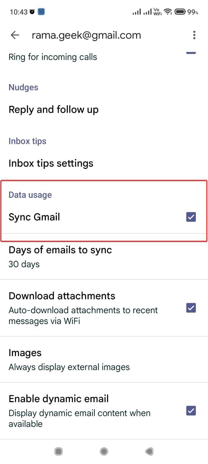 fix gmail sync issues