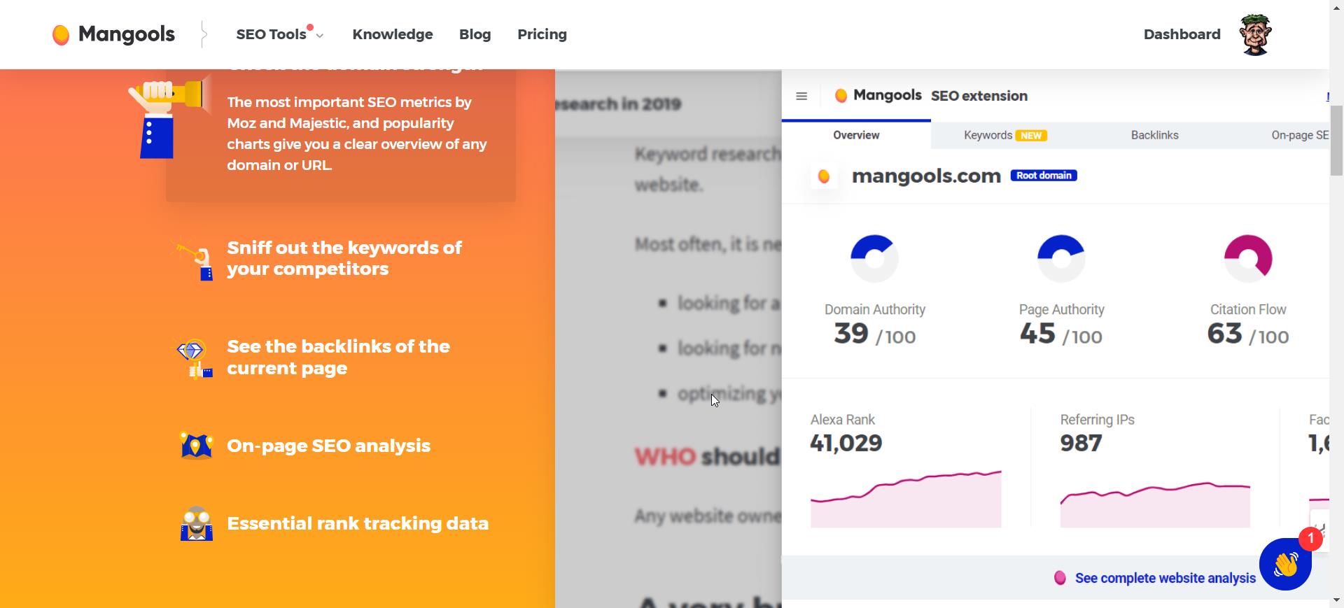 long tail keywords with mangools