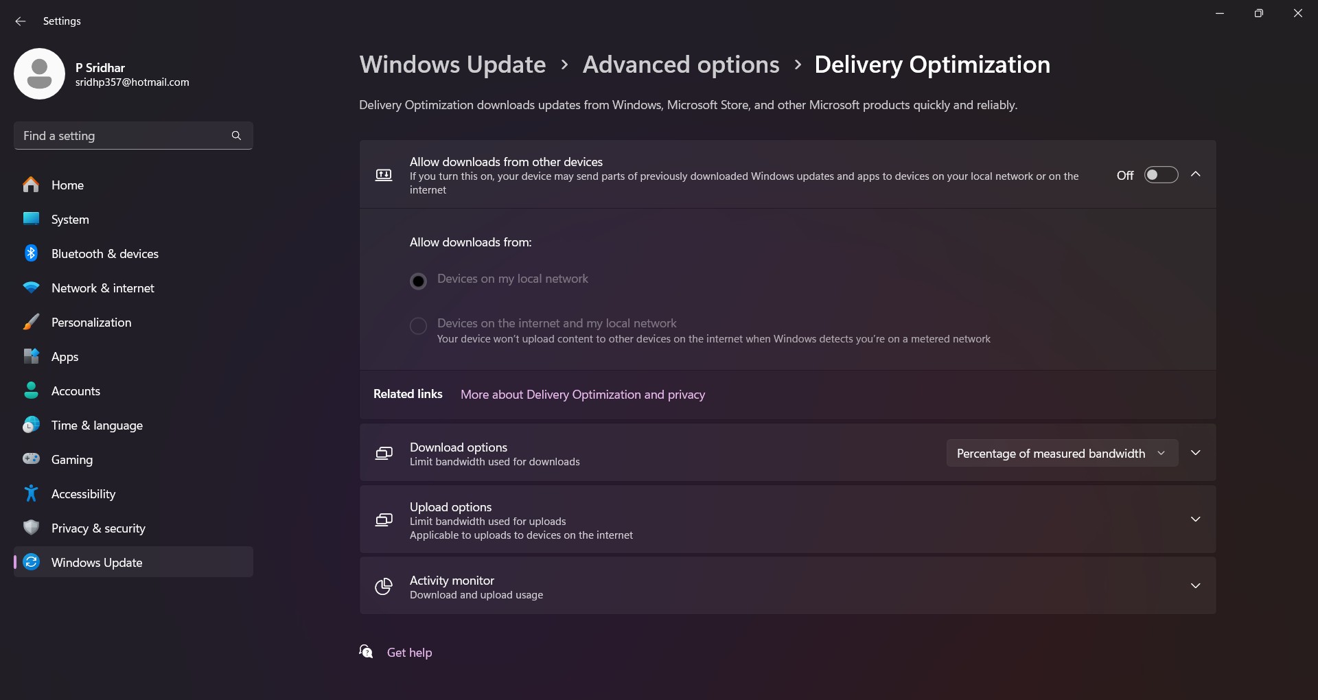 Windows Update Delivery Optimization