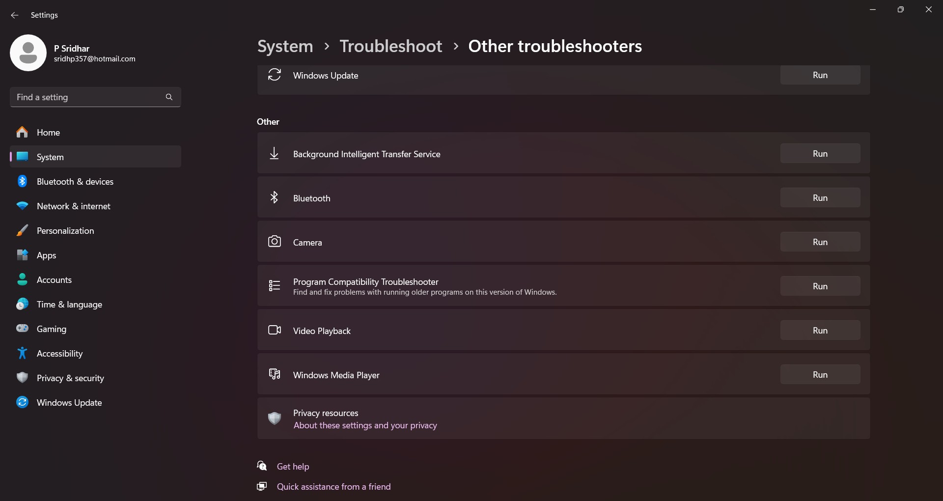 Windows Update Troubleshooters