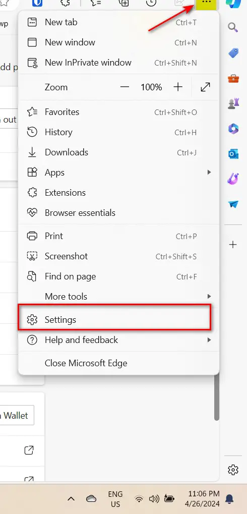 Microsoft Edge Settings