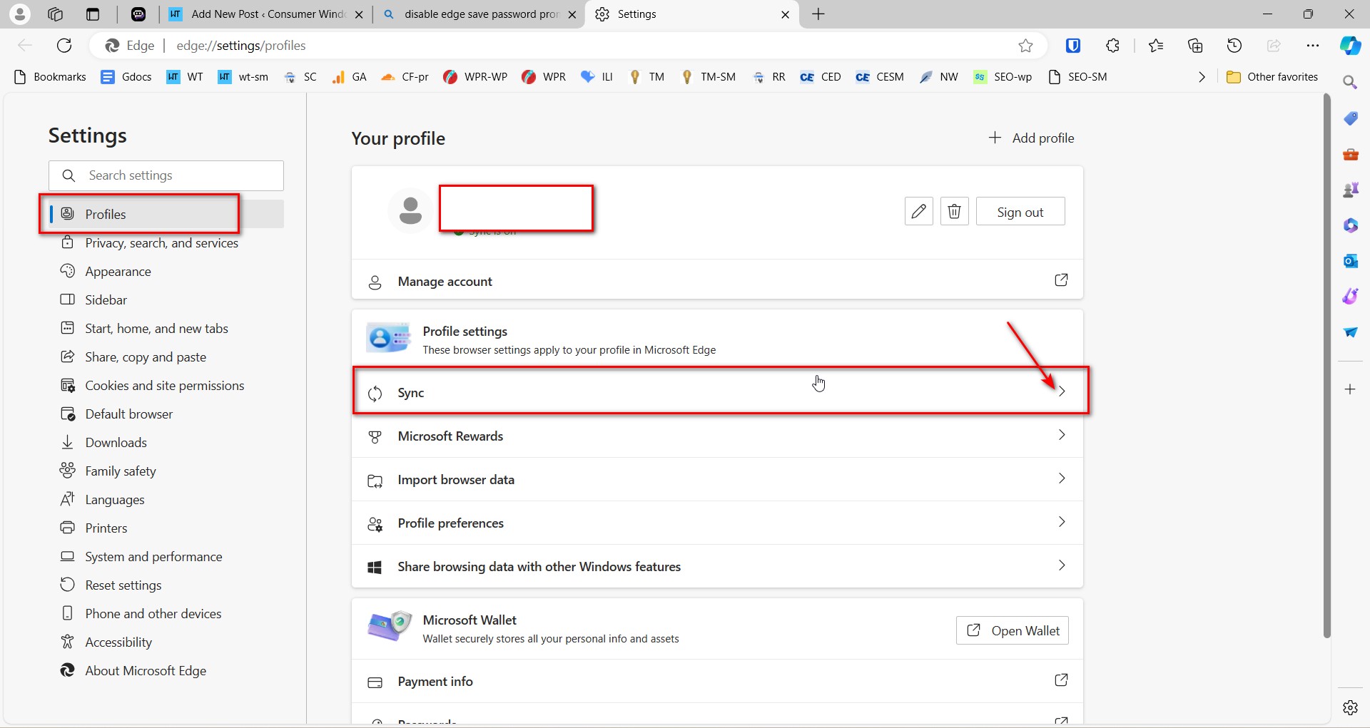 Sync Profile Settings Edge Windows 11